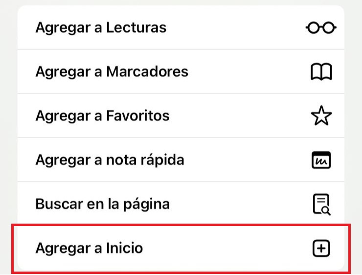 Agregar a pantalla de inicio